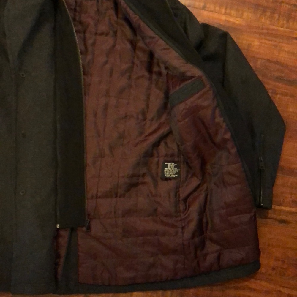 Black Rivet Wool/Polyester Blend Coat - Picture 7 of 10